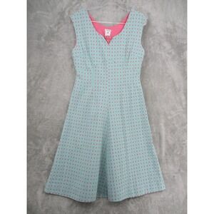 J Peterman Dress Womens 14 Polka Dot Pleated Fit & Flare Retro Office Career Zip